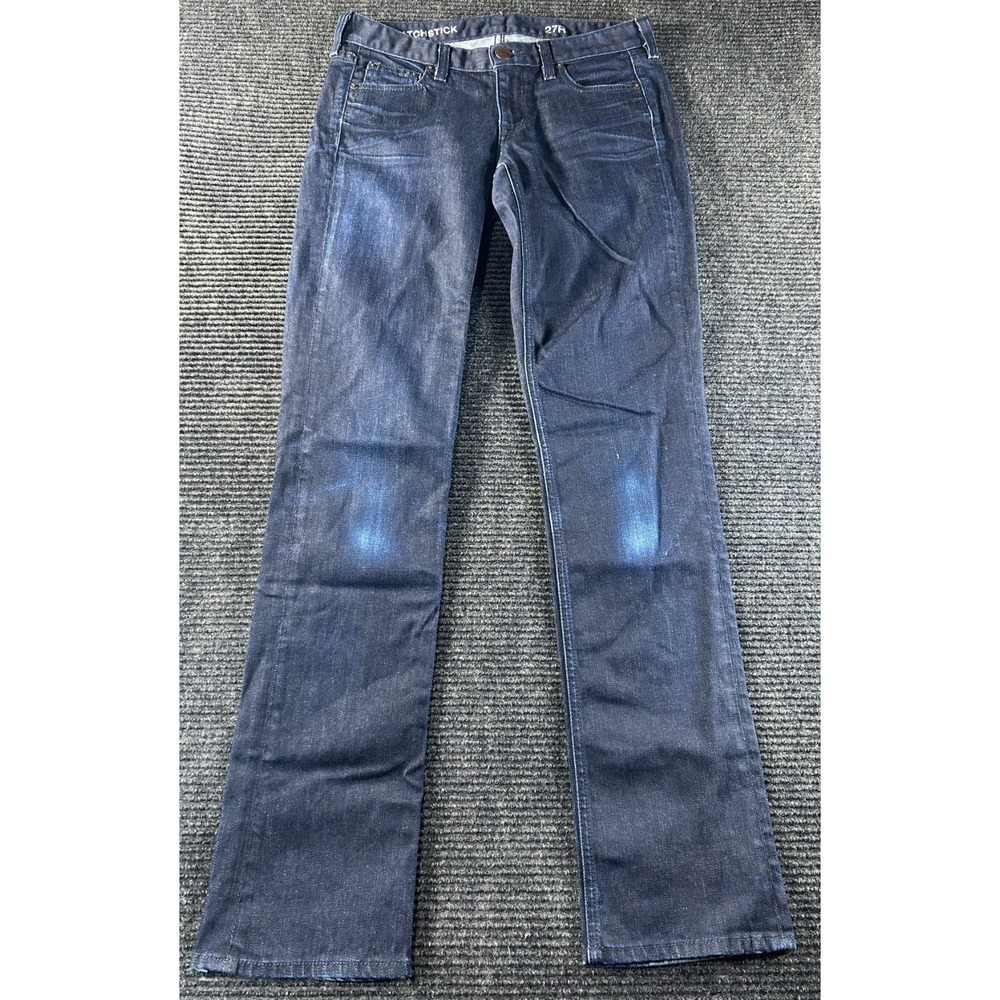 Match Stick Jeans Womens‎ 27R Blue Denim Cotton Low Rise Dark Wash Straight Leg